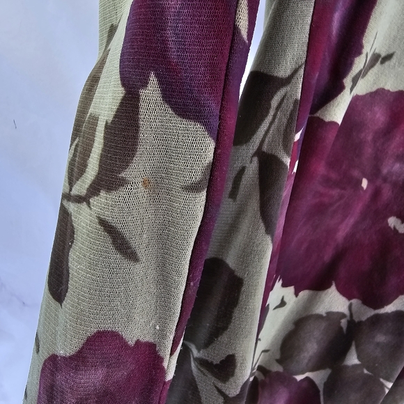 Vintage 90s Y2K Shirt Women Small Green Mesh Lettuce Hem Sheer Floral Rose - Picture 9 of 13